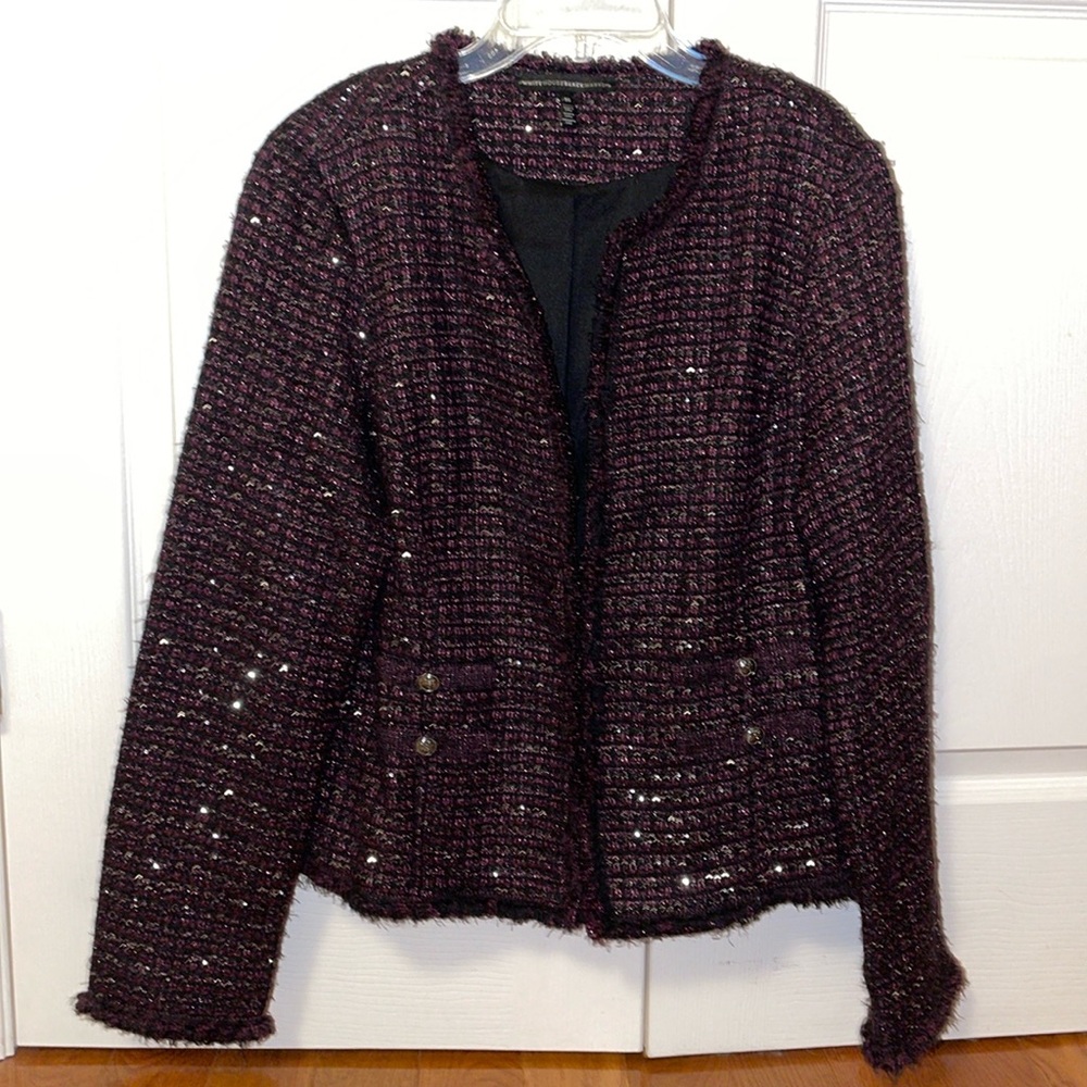 Purple sparkly tweed blazer